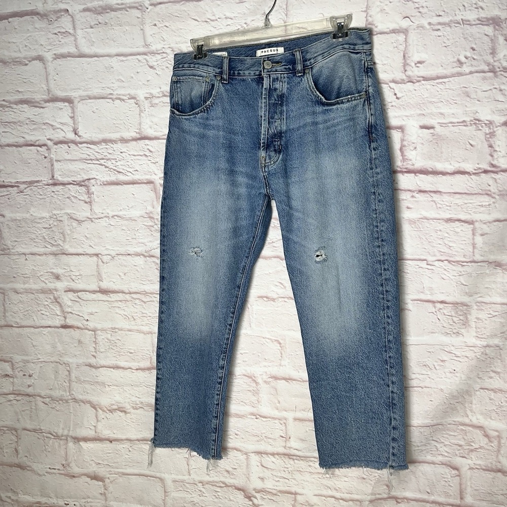 PacSun Jeans Men's Size 34 Vintage Loose Crop Button Fly Light Washed Denim Blue